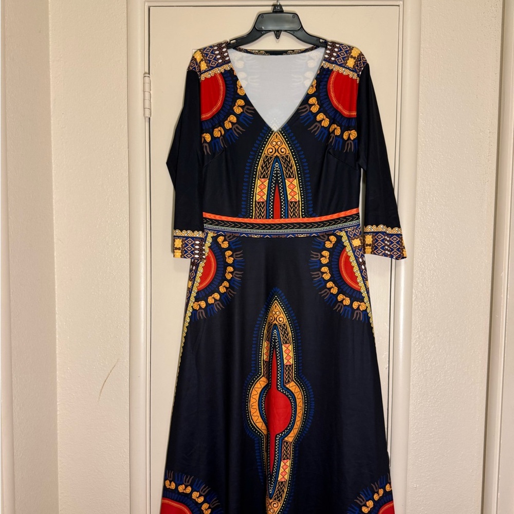 Elegant Black and Red Long Sleeve Dress